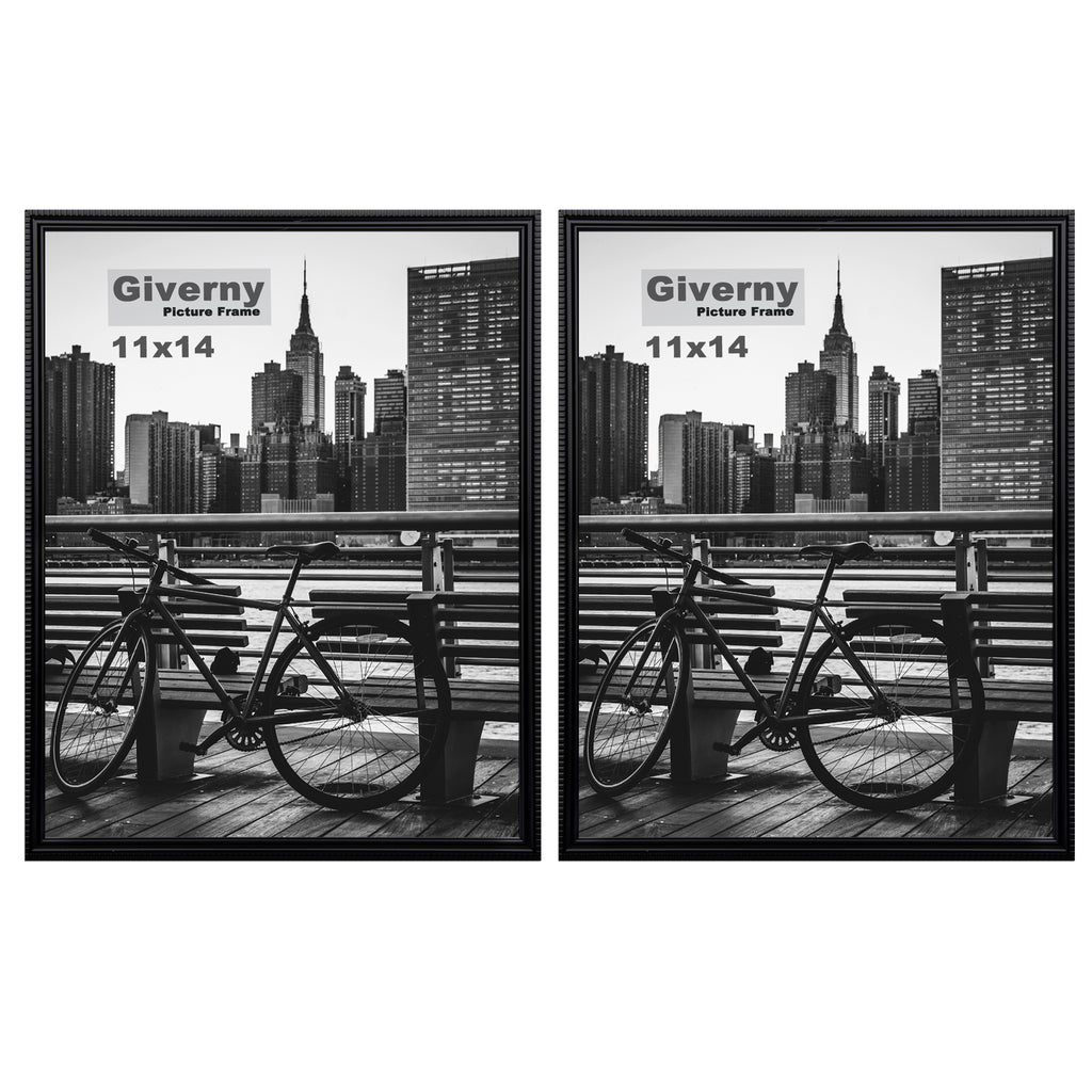 Giverny Picture Frame(11x14 Black), 2-Pack Wall-Mounted or Desk Top Display, Ultra-Light Photo Frame with Plexiglass Panel for Weddings, Parties, Ceremonies, Living Rooms, Bedrooms