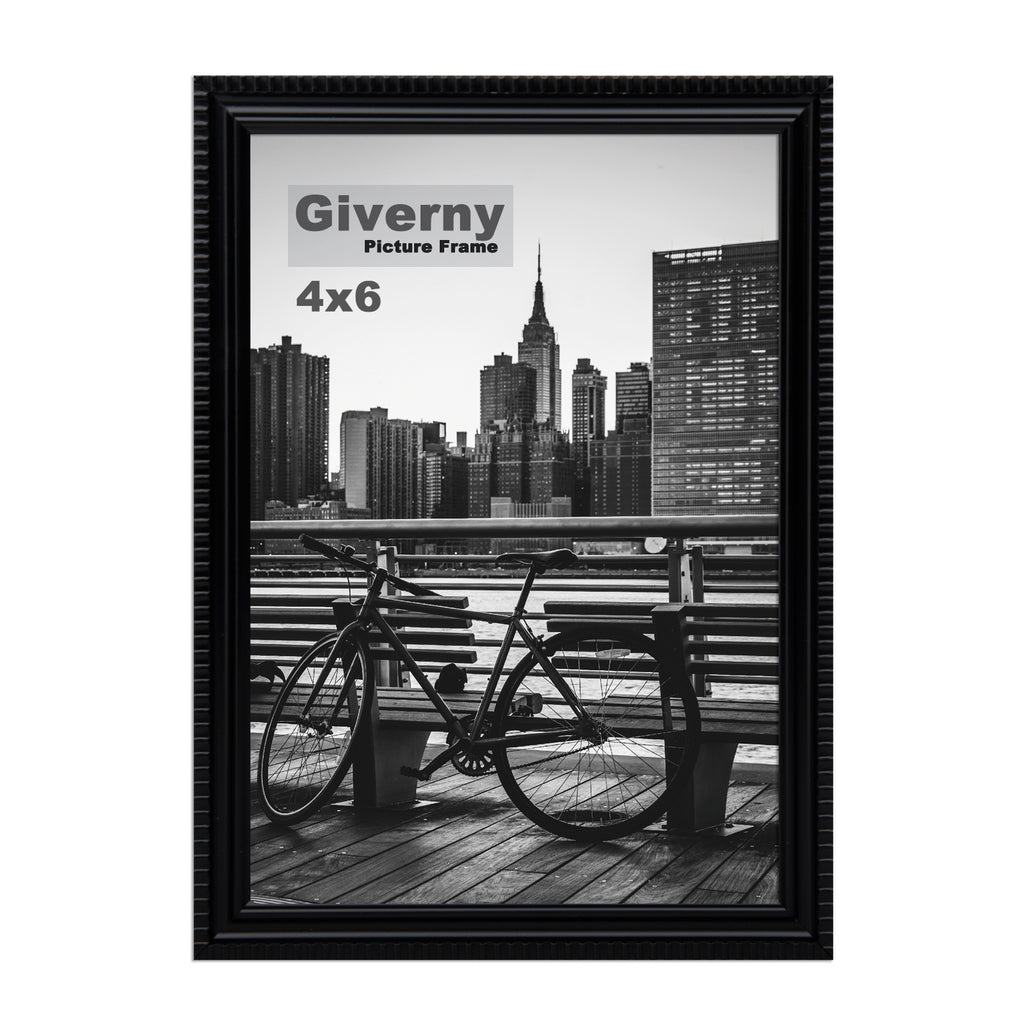 Giverny Picture Frame(4x6 Black), Wall-Mounted or Desk Top Display, Ultra-Light Photo Frame with Plexiglass Panel for Weddings, Parties, Ceremonies, Living Rooms, Bedrooms