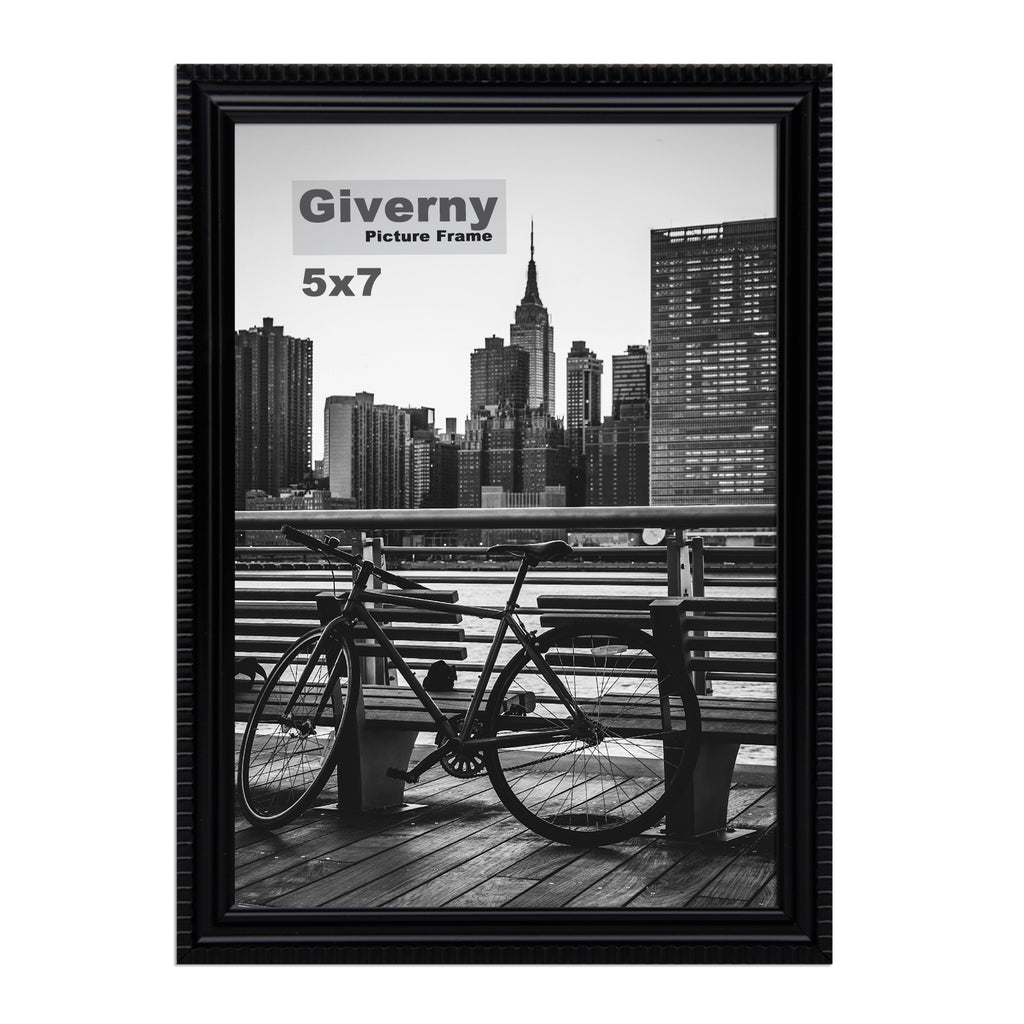 Giverny Picture Frame(5x7 Black), Wall-Mounted or Desk Top Display, Ultra-Light Photo Frame with Plexiglass Panel for Weddings, Parties, Ceremonies, Living Rooms, Bedrooms