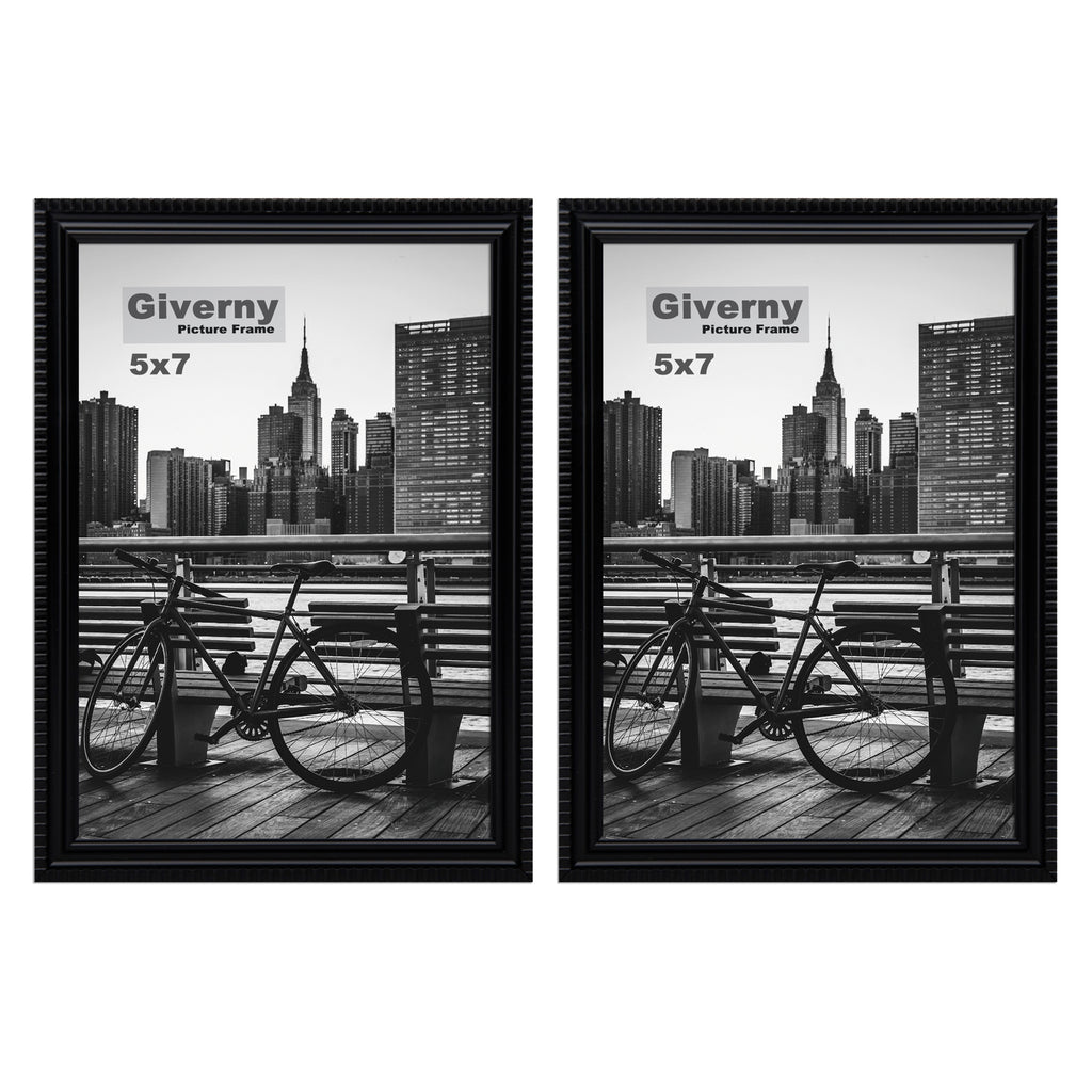 Giverny Picture Frame(5x7 Black), 2-Pack Wall-Mounted or Desk Top Display, Ultra-Light Photo Frame with Plexiglass Panel for Weddings, Parties, Ceremonies, Living Rooms, Bedrooms