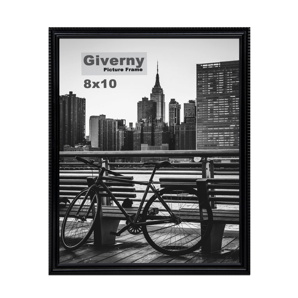 Giverny Picture Frame(8x10 Black), Wall-Mounted or Desk Top Display, Ultra-Light Photo Frame with Plexiglass Panel for Weddings, Parties, Ceremonies, Living Rooms, Bedrooms