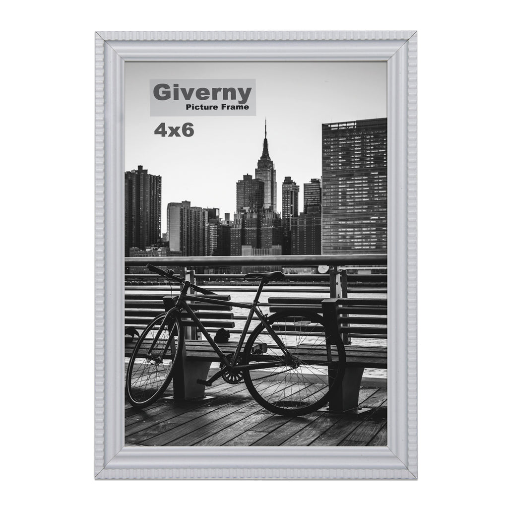 Giverny Picture Frame(4x6 Gray), Wall-Mounted or Desk Top Display, Ultra-Light Photo Frame with Plexiglass Panel for Weddings, Parties, Ceremonies, Living Rooms, Bedrooms