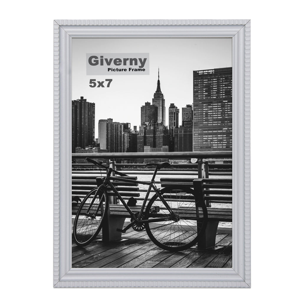 Giverny Picture Frame(5x7 Gray), Wall-Mounted or Desk Top Display, Ultra-Light Photo Frame with Plexiglass Panel for Weddings, Parties, Ceremonies, Living Rooms, Bedrooms