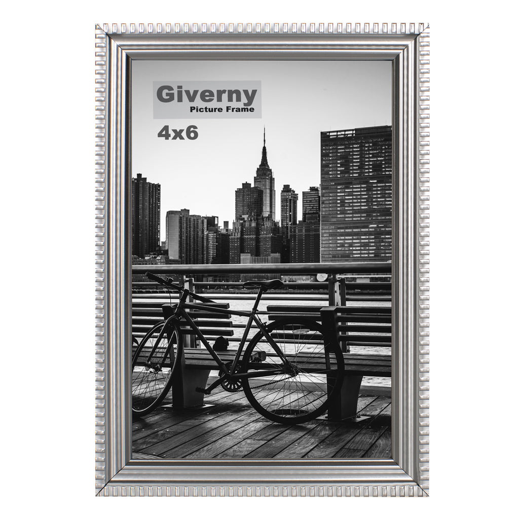 Giverny Picture Frame(4x6 Silver), Wall-Mounted or Desk Top