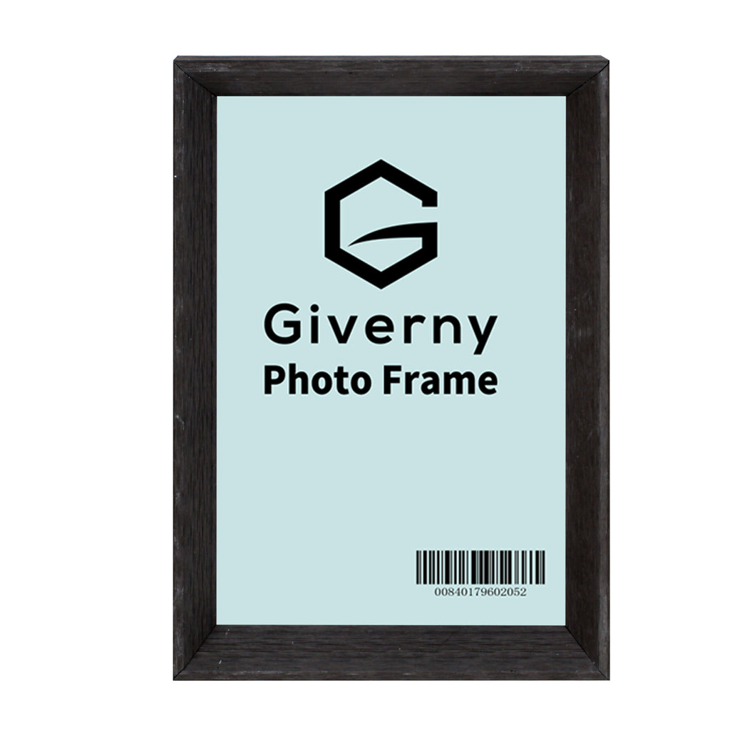 Giverny 4x6 Photo Picture Frames, Rustic Dark Grey Photo Frames, Tabletop or Wall Mounting Display for Home & Office Decor, Set of 2