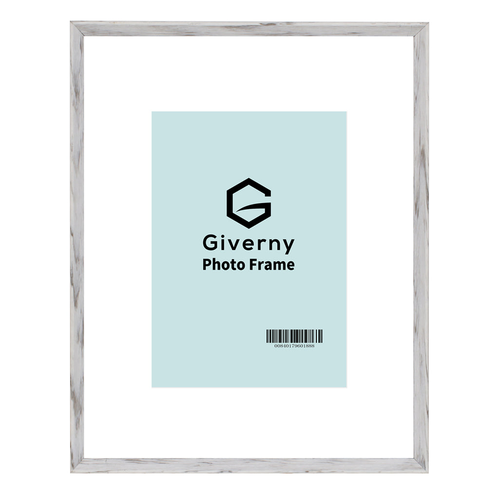 Giverny 11x14 Photo Picture Frames or 8x10 with Mat, Rustic Light Grey Photo Frames, Tabletop or Wall Mounting Display for Home & Office Decor, Set of 6