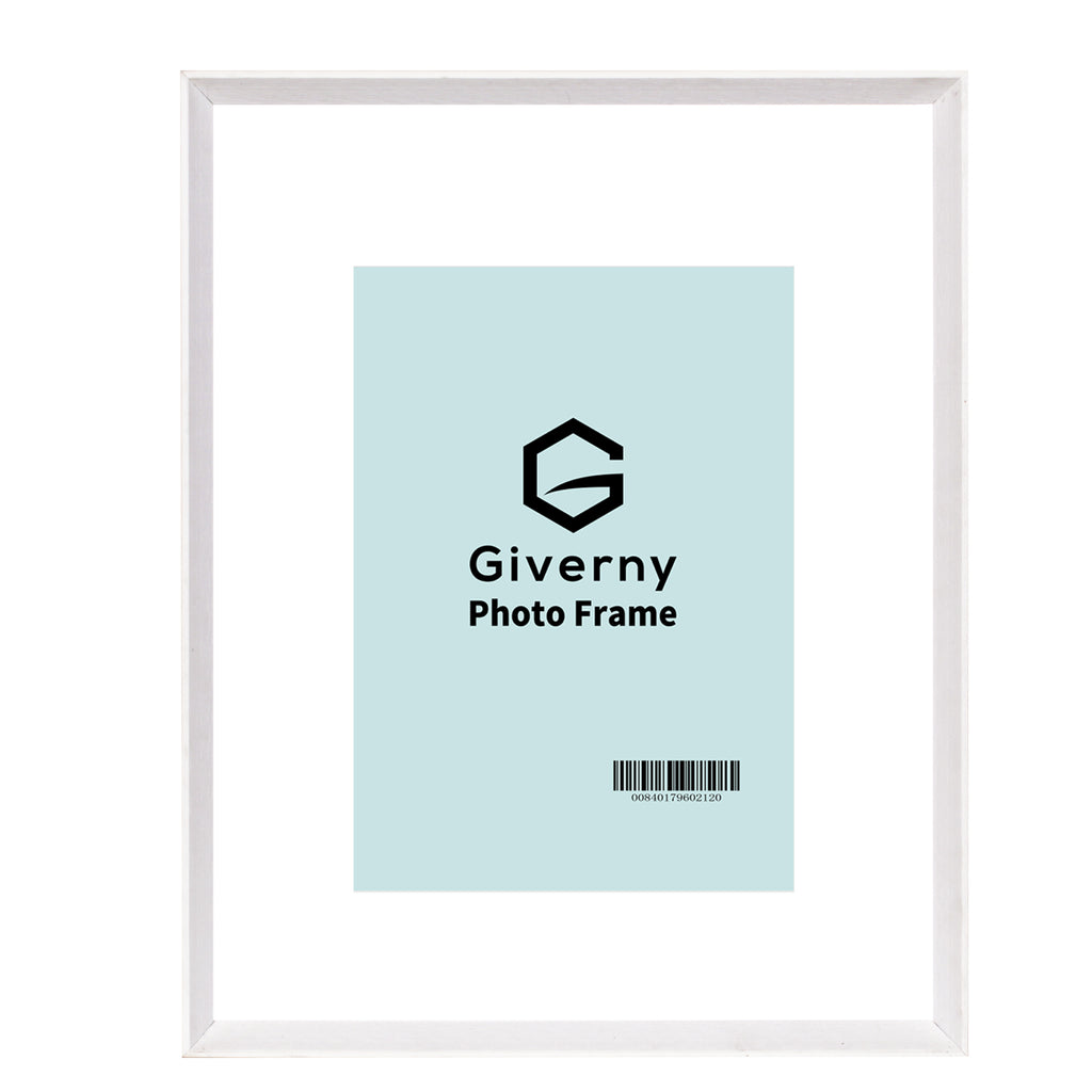 Giverny 11x14 Photo Picture Frames or 8x10 with Mat, Rustic White Photo Frames, Tabletop or Wall Mounting Display for Home & Office Decor, Set of 2