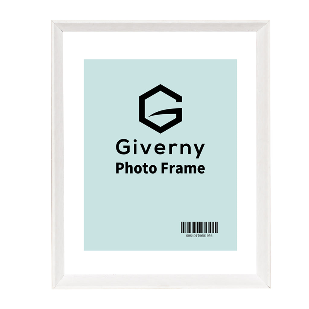 Giverny 8x10 Photo Picture Frames or 5x7 with Mat, Rustic White Photo Frames, Tabletop or Wall Mounting Display for Home & Office Decor, Set of 6